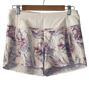 CALIA Infinity Run Mid Rise Floral White Purple Running Shorts Womens size Small